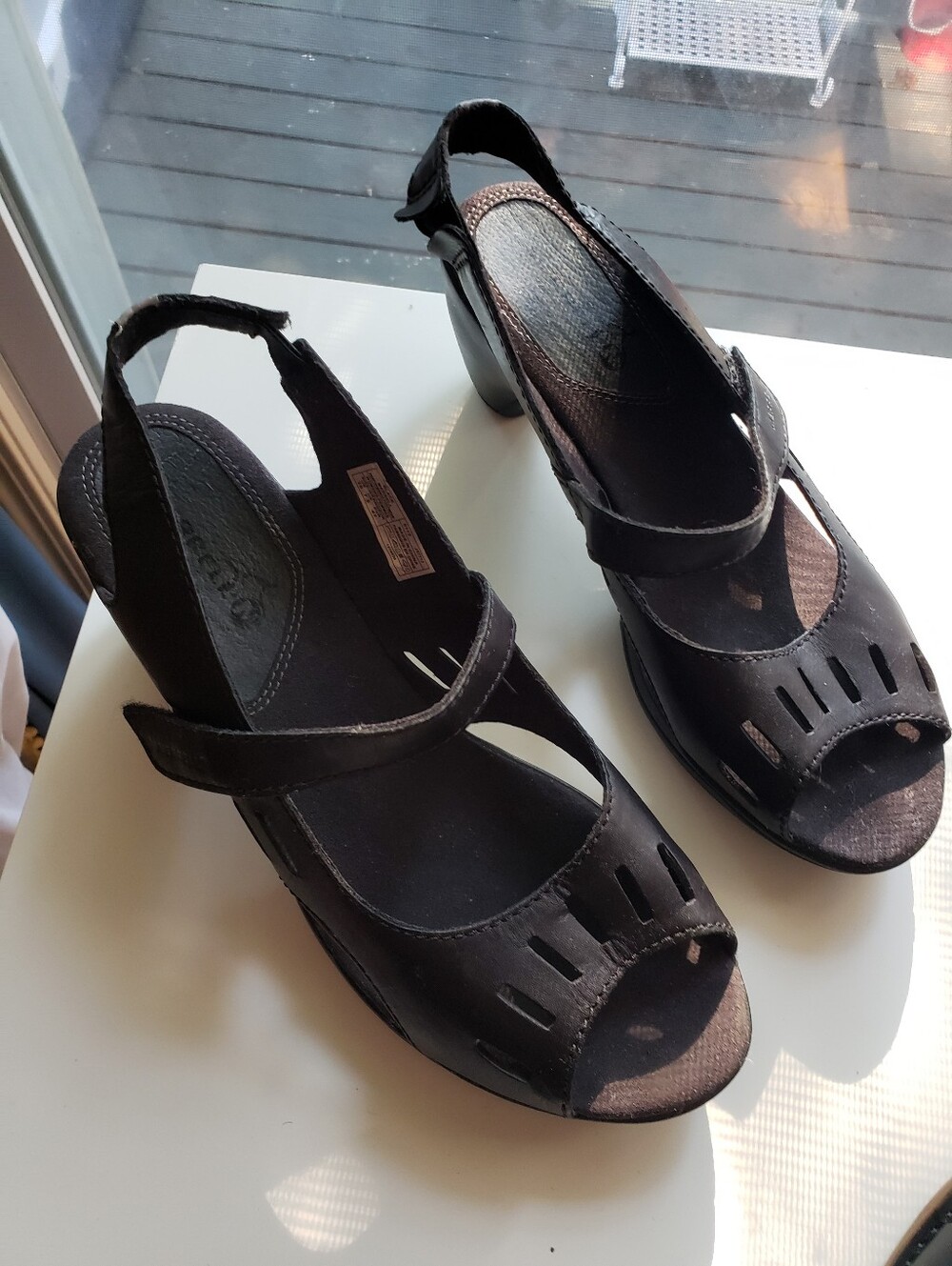Merrell Black Women's Open-Toe Slingback Heels